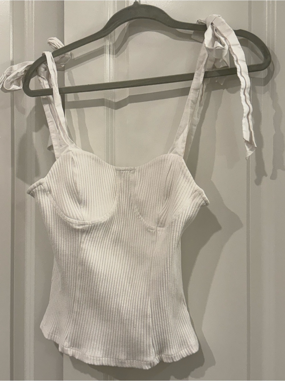 Anthropologie Maeve White Ribbed Tank Top
